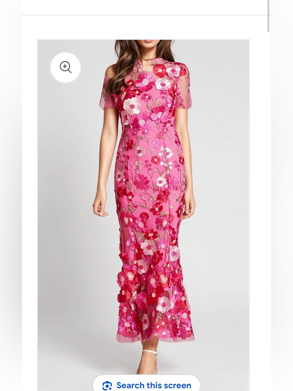 Women’s Hot Pink Floral  Dress with 3d type flowers.